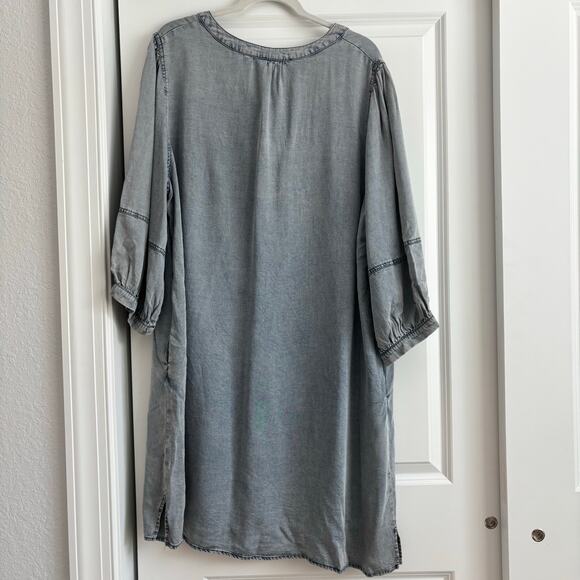 NWT Entro Women’s Sawyer Denim Shirt Dress Sz 1X Chambray Comfy Travel - Picture 4 of 15